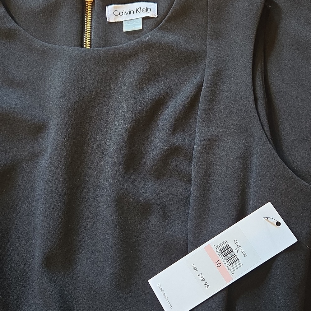 NWT Calvin Klein Black Sleeveless Midi Sheath Dress SIZE 10 - Picture 8 of 8
